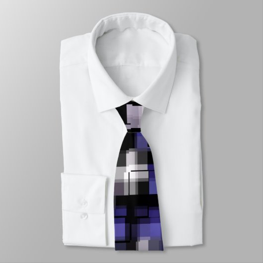 Cravate Bleu violet noir blanc tendance (Attaché)