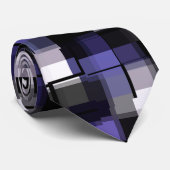 Cravate Bleu violet noir blanc tendance (Roulé)