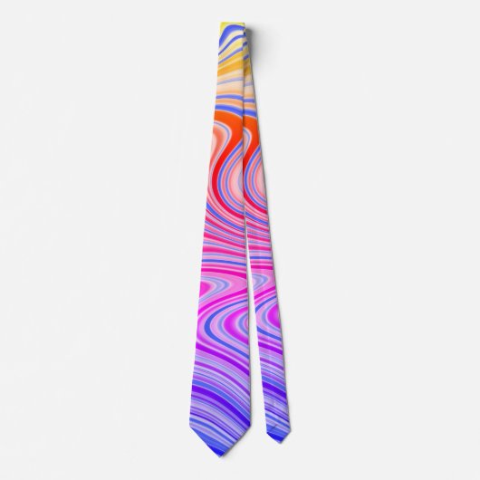 Cravate Bleu violet rose jaune orange Vavy Zigzag Motif (Devant)
