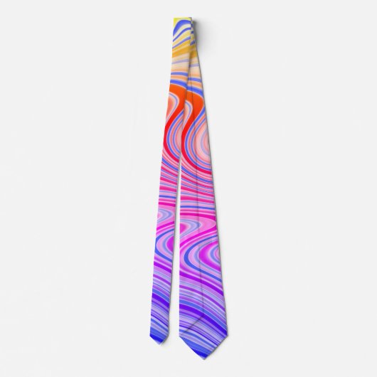 Cravate Bleu violet rose jaune orange Vavy Zigzag Motif (Dos)