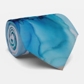 Cravate Bleu violet rose vert rose Art Floral (Roulé)