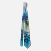 Cravate Bleu violet rose vert rose Art Floral (Dos)