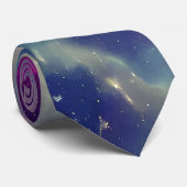 Cravate Bleu Violet Turquoise Nebula Voie Lactée (Roulé)