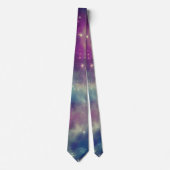 Cravate Bleu Violet Turquoise Nebula Voie Lactée (Devant)