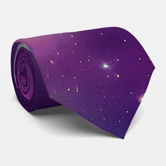 Cravate Bleu Violet Turquoise Nebula Voie Lactée (Roulé)