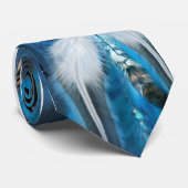 Cravate bleue d'art de loup (Roulé)