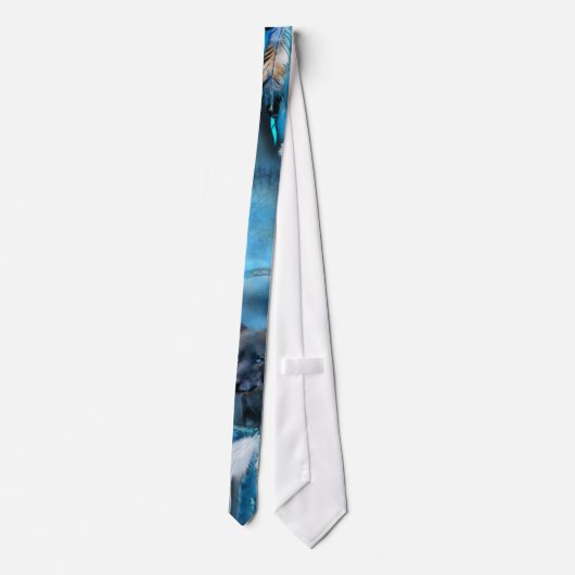 Cravate bleue d'art de loup (Dos)