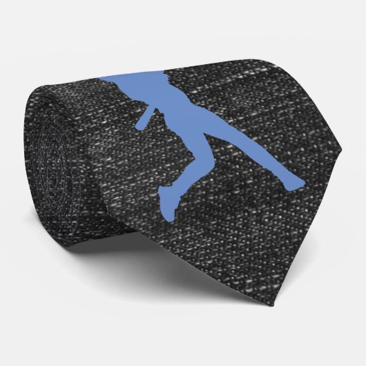 Cravate bleue de base-ball de monogramme de jeans (Roulé)