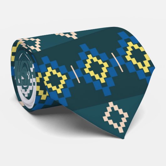 Cravate bleue de conception de Natif américain (Roulé)