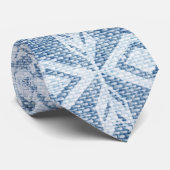 Cravate bleue de denim de motif tribal de Natif (Roulé)