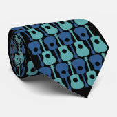 Cravate bleue de guitares (Roulé)