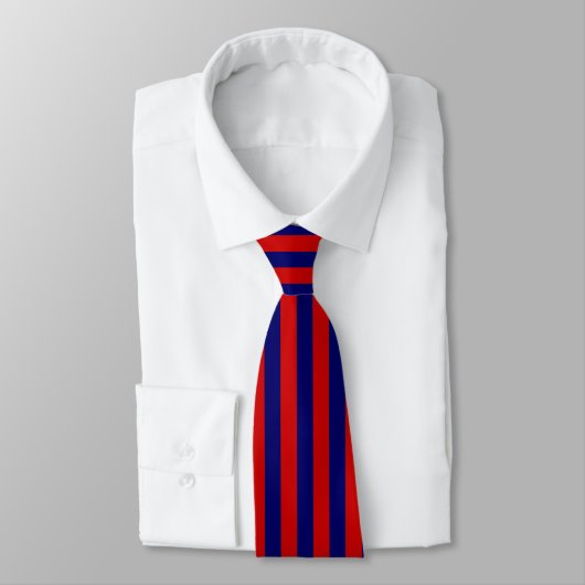 Cravate bleue et rouge rayée verticale (Attaché)