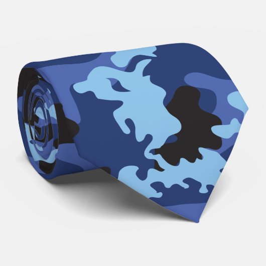 Cravate bleue faite sur commande de Camo (Roulé)