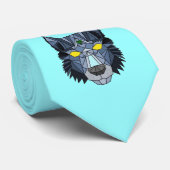 Cravate bleue géométrique de loup de hippie (Roulé)