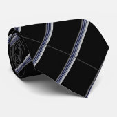 Cravate Bleue Noir rayé (Roulé)