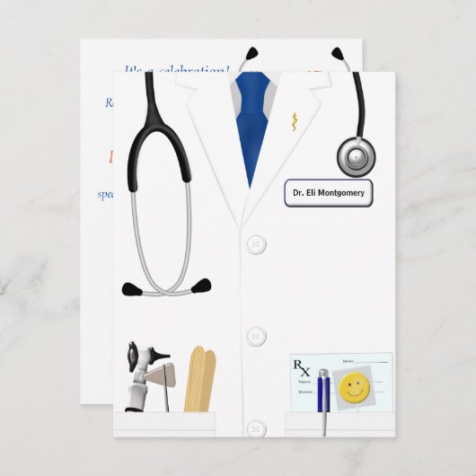 Cravate bleue Nouveau Docteur Faire-part (Devant / Derrière)