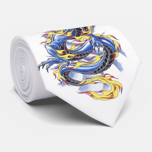 Cravate bleue orientale fraîche   de dragon (Roulé)