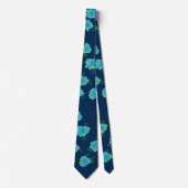 Cravate Bleue Profonde Avec Design Floral (Devant)