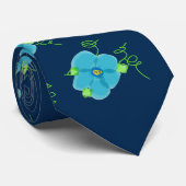 Cravate Bleue Profonde Avec Design Floral (Roulé)