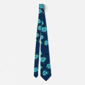 Cravate Bleue Profonde Avec Design Floral (Dos)