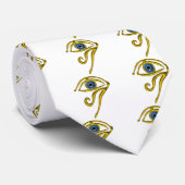 CRAVATE BLEUE TALISMAN / OEIL OR HORUS (Roulé)