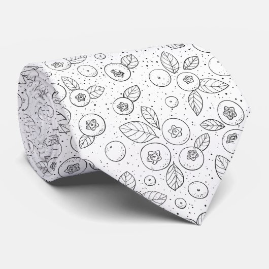 Cravate Bleuets en noir et blanc (Roulé)