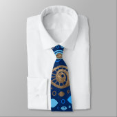 Cravate Bleus et or grecs de motif d'oeil mauvais (Attaché)