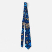 Cravate Bleus et or grecs de motif d'oeil mauvais (Dos)