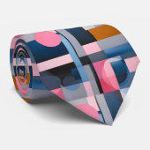 Cravate Bleus et roses subtils dans l'abstraction géométri (Roulé)