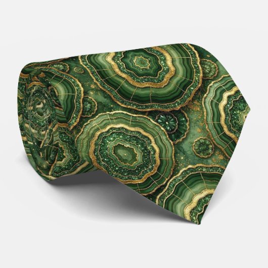 Cravate Bling & Sparkle | Forest Green Gold Geode Collier (Roulé)