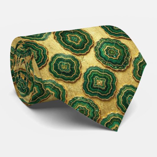 Cravate Bling & Sparkle | Forest Green Gold Geode Collier (Roulé)