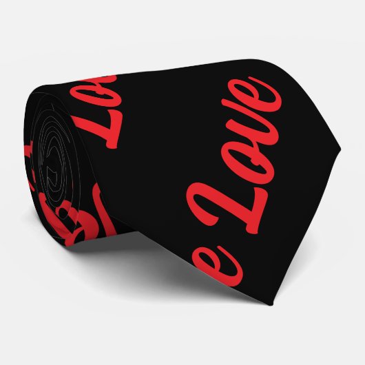 Cravate Blk tie with red love repeat (Roulé)
