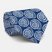 Cravate Bloc de coquillages en spirale Impression, bleu et (Roulé)