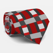 Cravate Bloc de couleur rouge noir et gris (Roulé)
