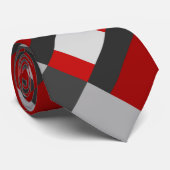 Cravate Bloc de couleur rouge noir et gris (Roulé)