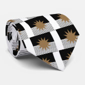Cravate Blocage noir blanc et soleil Brown (Roulé)