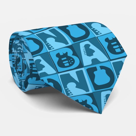 Cravate Blocs de bande bleu (Roulé)