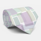 Cravate Blocs Pastel Retro Lavande Vert Bleu (Roulé)