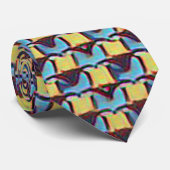 Cravate Blue & Amber Abstract Geometric Grid Pattern 1310 (Roulé)