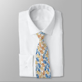 Cravate Blue and Beige Leaf Men's Tie (Attaché)
