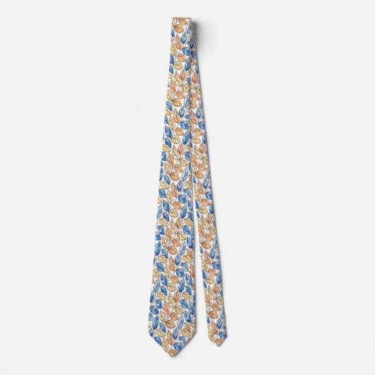 Cravate Blue and Beige Leaf Men's Tie (Devant)
