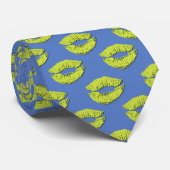 Cravate Blue and Green XOXO Kissing Lips (Roulé)