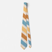 Cravate Blue and Orange Diagonal Retro Stripes Groovy (Devant)