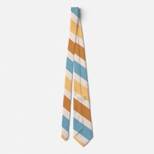 Cravate Blue and Orange Diagonal Retro Stripes Groovy (Dos)