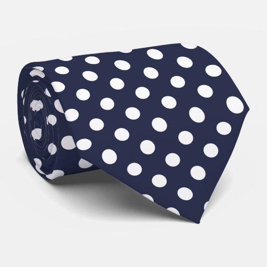 Cravate Blue and White Polka Dot Pattern Men's Tie (Roulé)