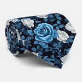 Cravate Blue And White Roses (Roulé)