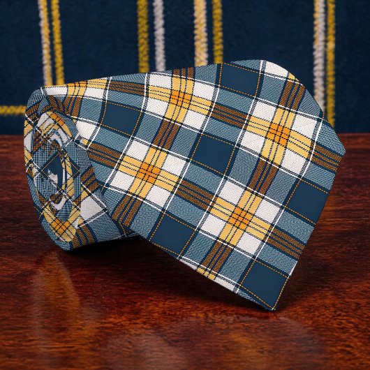 Cravate Blue and Yellow Plaid Necktie Tie