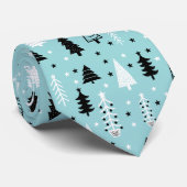 Cravate Blue Aqua Christmas Tree Forest Motif (Roulé)