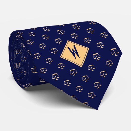 Cravate Blue Attorney Scales of Justice (Roulé)