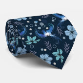 Cravate Blue Birds and Floral Harmony Seamless Pattern (Roulé)